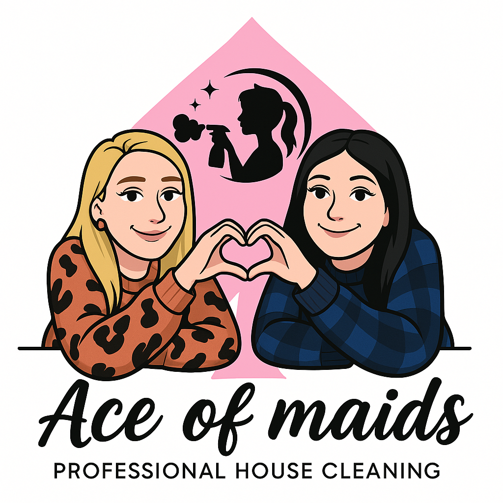 Ace of Maids logo with Katie and Olivia making a heart shape
